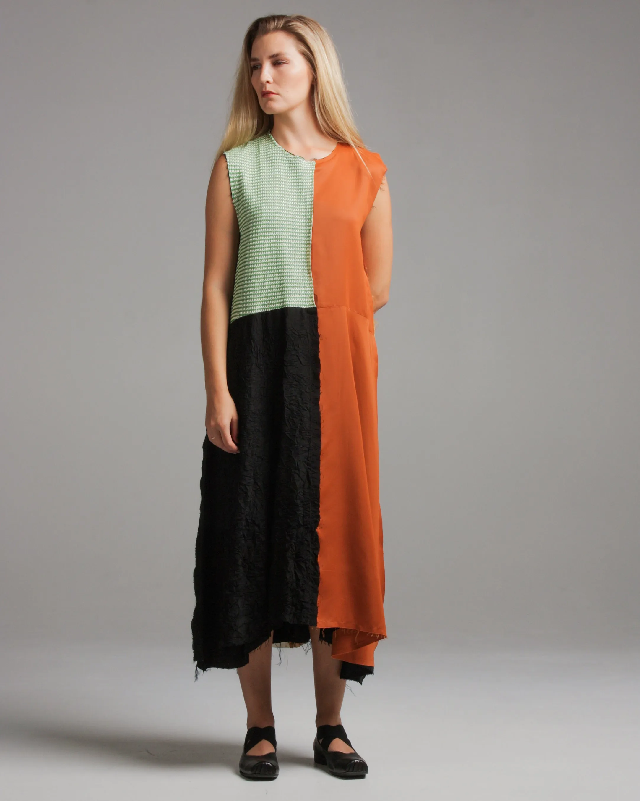 Patchwork Relaxed Sleeveless Dress