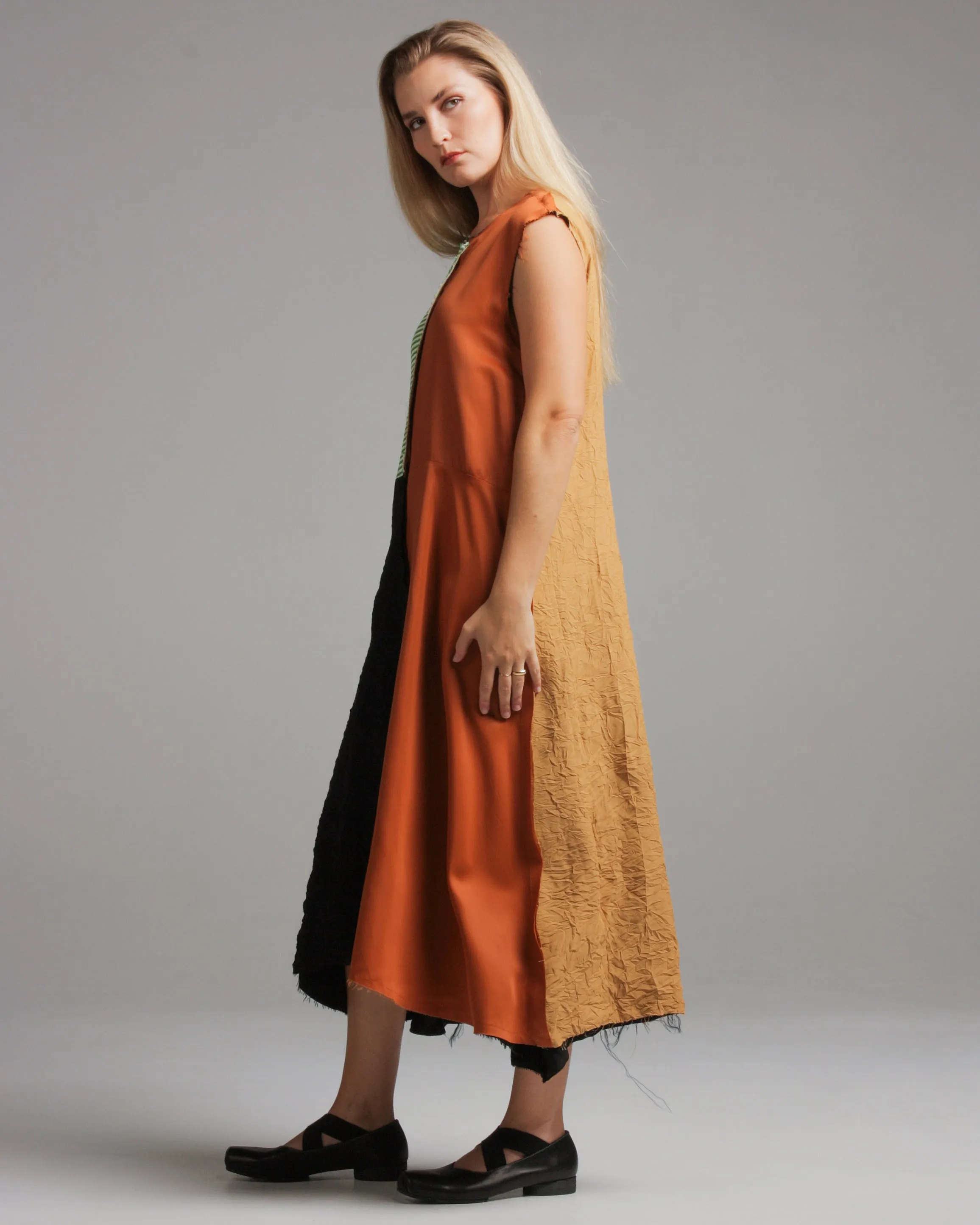 Patchwork Relaxed Sleeveless Dress