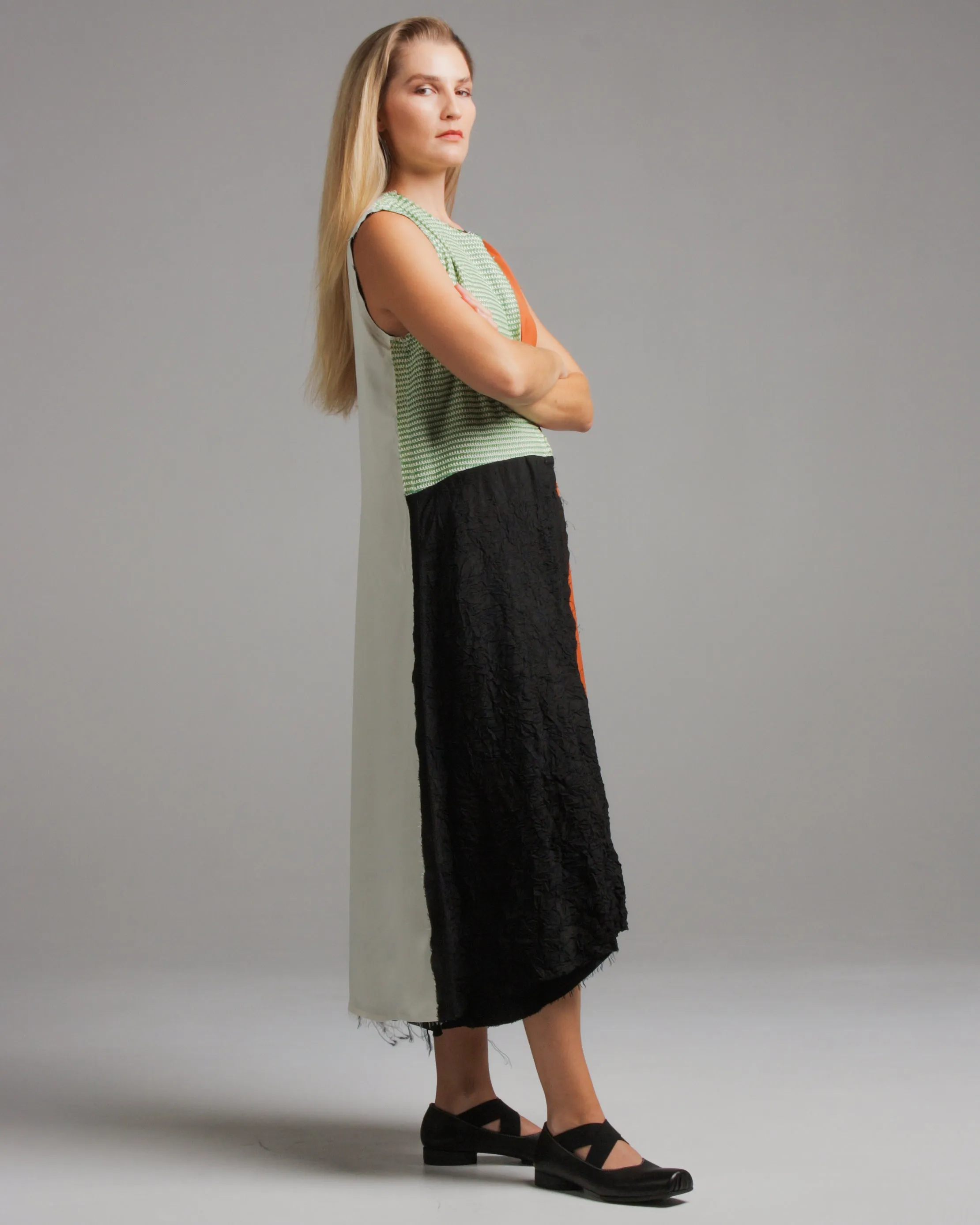Patchwork Relaxed Sleeveless Dress