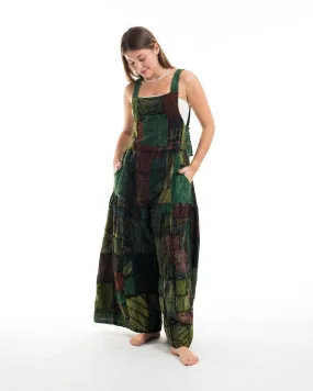 Patchwork Stonewash Overall in Green