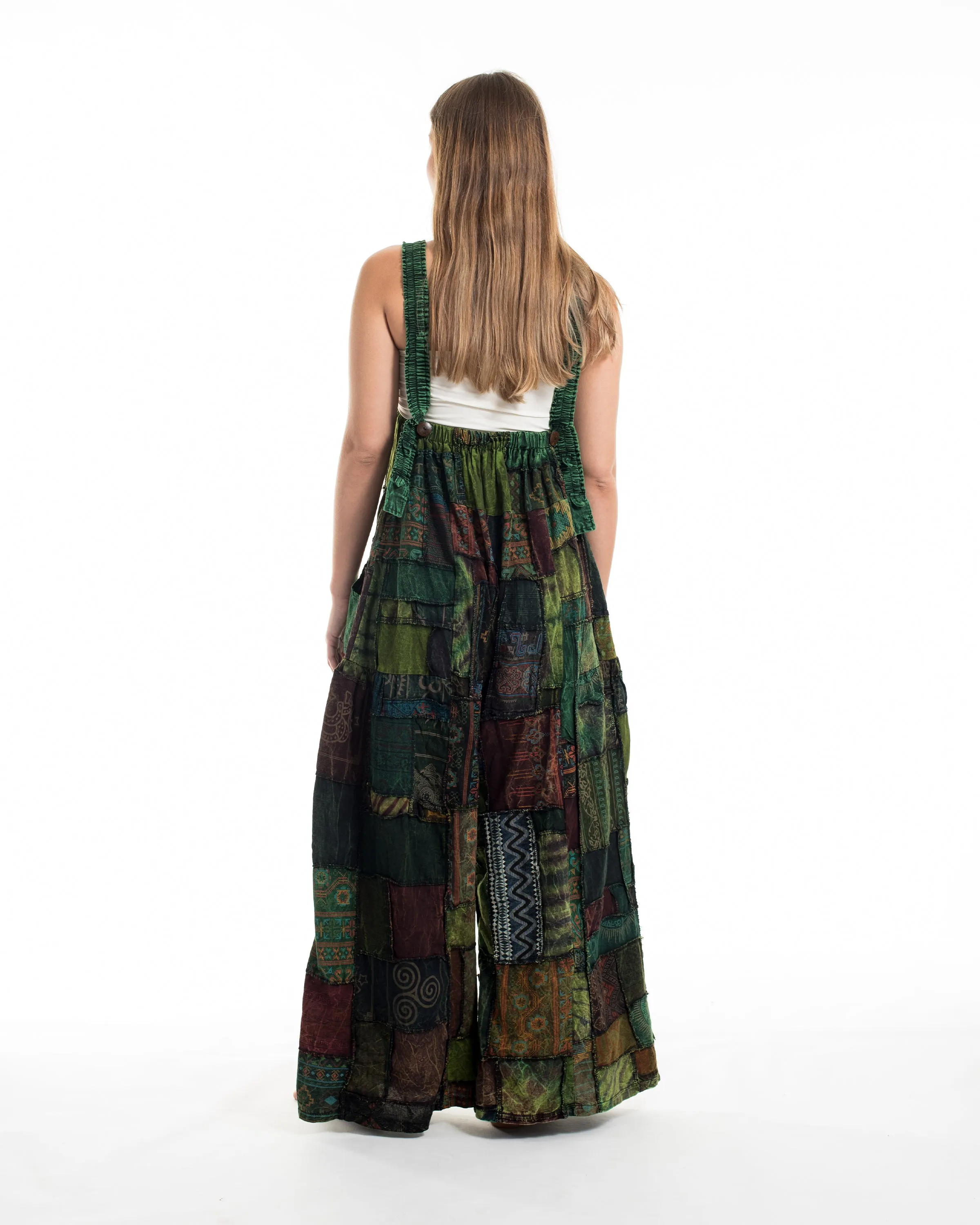 Patchwork Stonewash Overall in Green