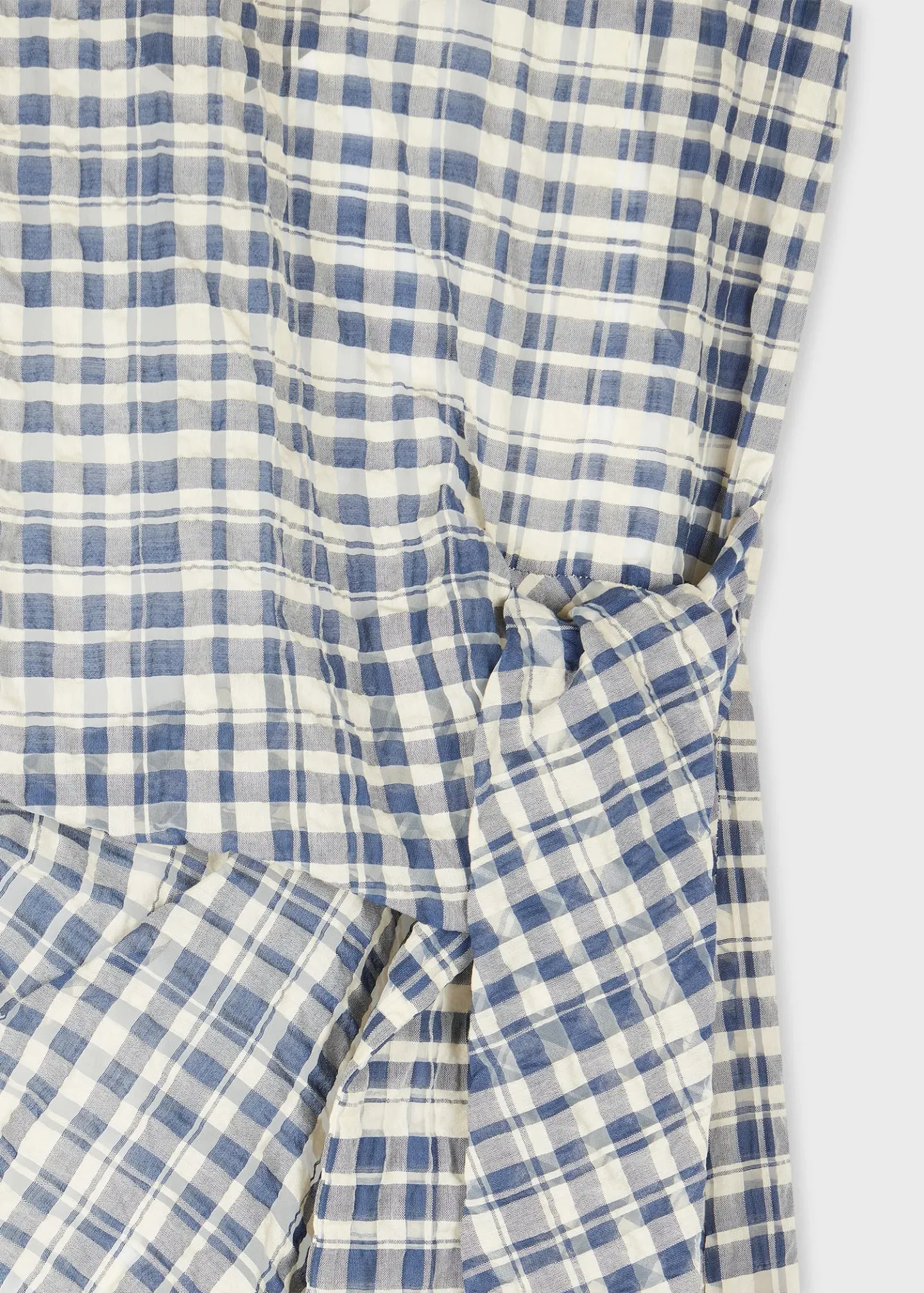 Paul Smith Navy And Ivory Sheer Gingham Seersucker Knot Dress