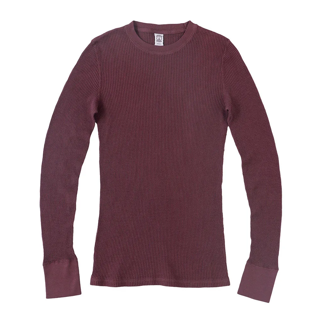 Peace Store Long Sleeve Thermal Cotton Banded Crew Neck - DARK SLATE BLUE