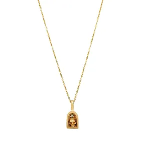 Petite Gold & Diamond Pendant - "Skull Shrine"