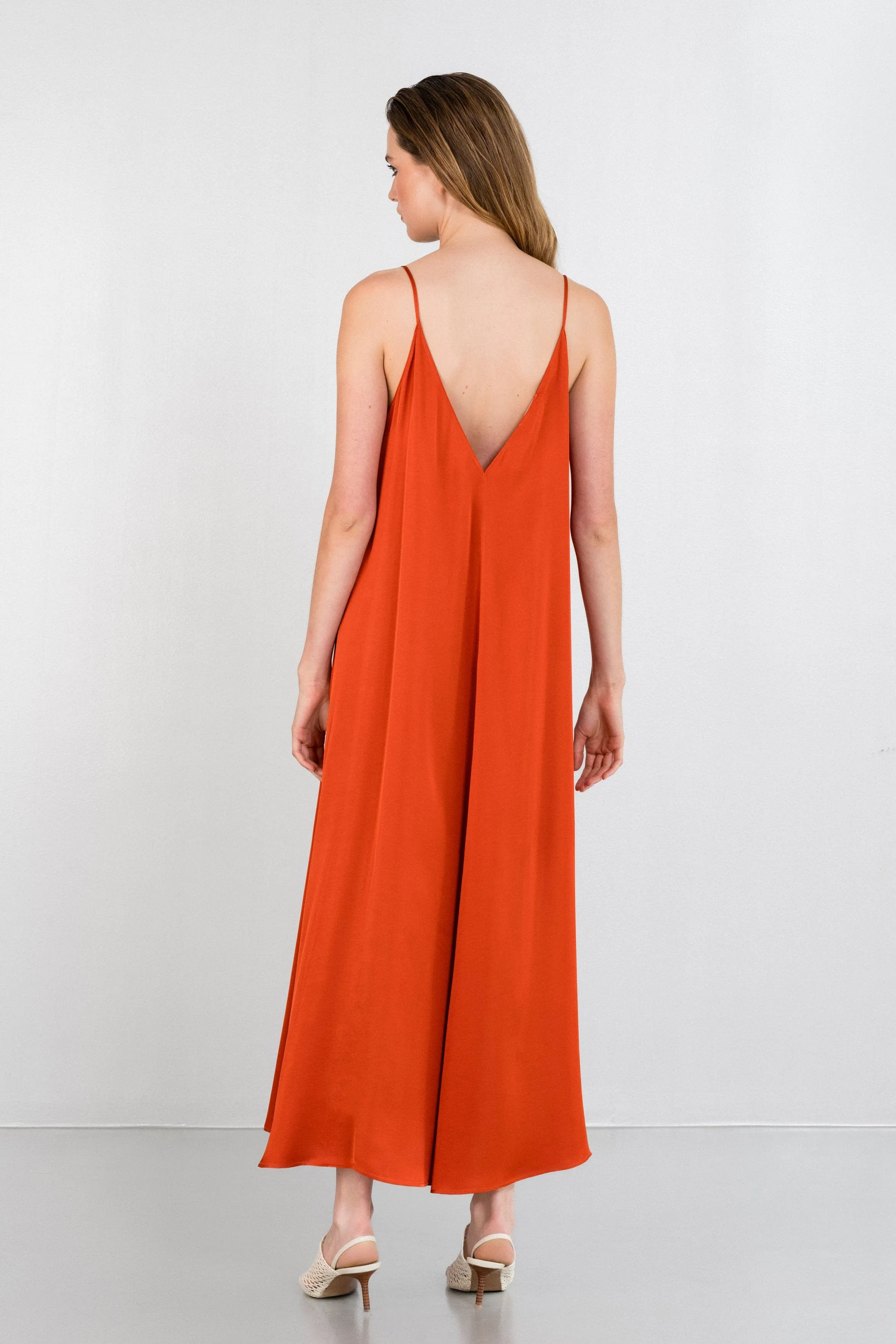 Philosophy Satin Fine Slip Dress Καφέ Ανοιχτό DR2524