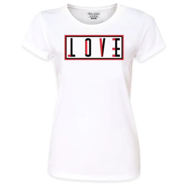 Pins & Bones Women's Love Evil Two Way Hidden Message White Cotton T Shirt
