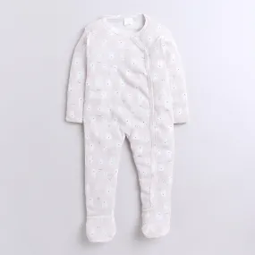 Polka Tots Full Sleeve Bunny Print Footsie - Pink