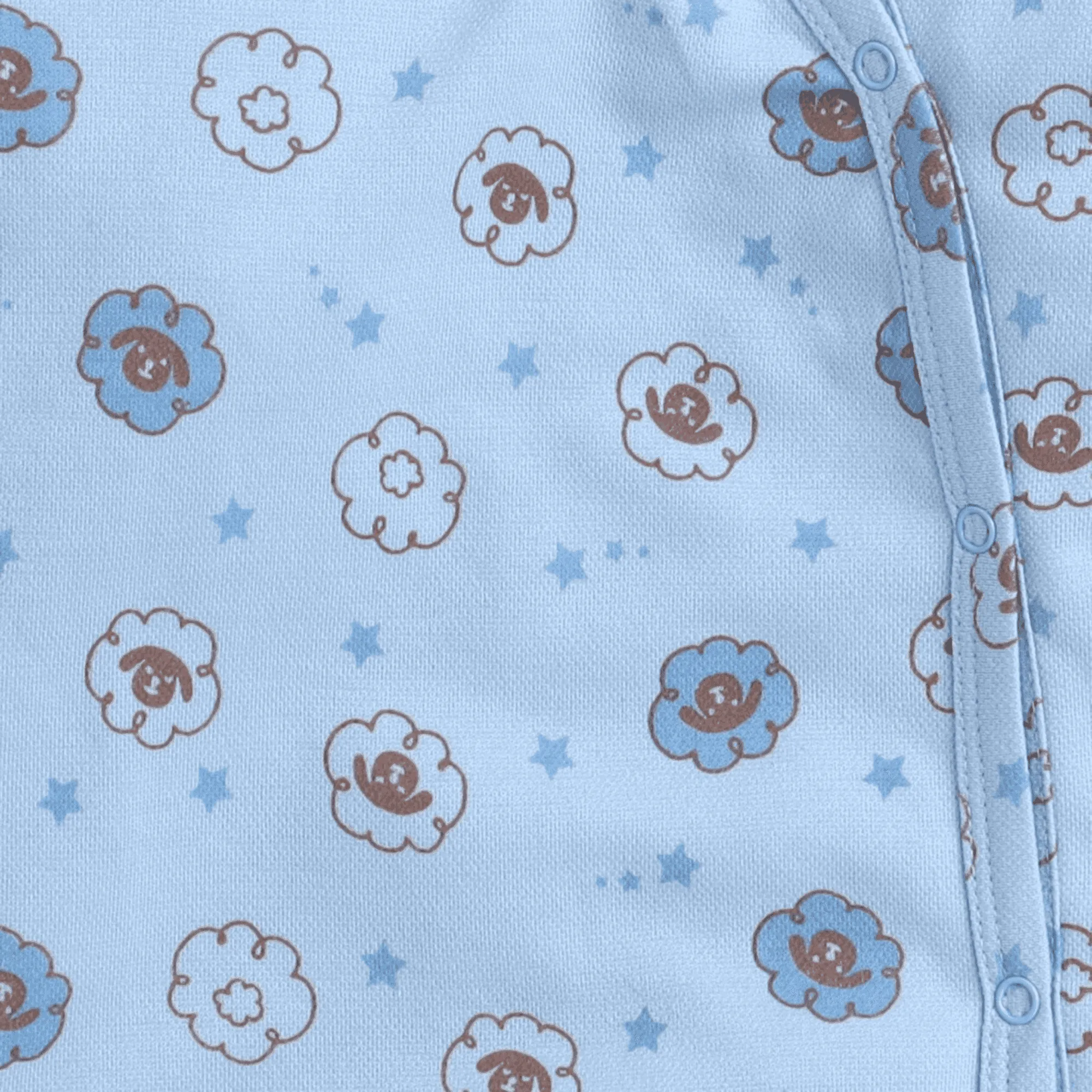 Polka Tots Full sleeve Fox Star All Over Print Footsie - Blue
