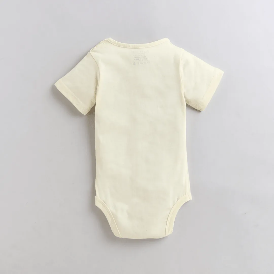Polka Tots Half Sleeves Daddys Favorite Human Antibacterial Onesie - Yellow