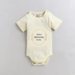 Polka Tots Half Sleeves Daddys Favorite Human Antibacterial Onesie - Yellow