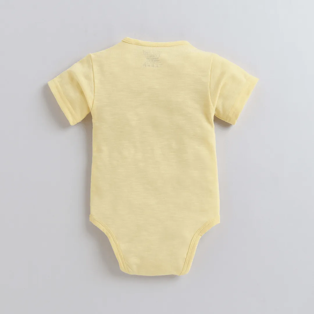 Polka Tots Half Sleeves Rompers Onesie Always Cool Onesie - Yellow