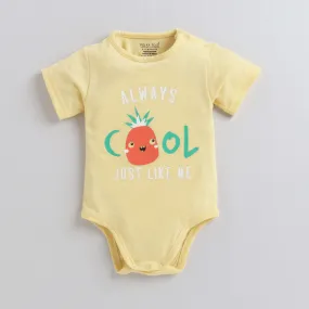 Polka Tots Half Sleeves Rompers Onesie Always Cool Onesie - Yellow
