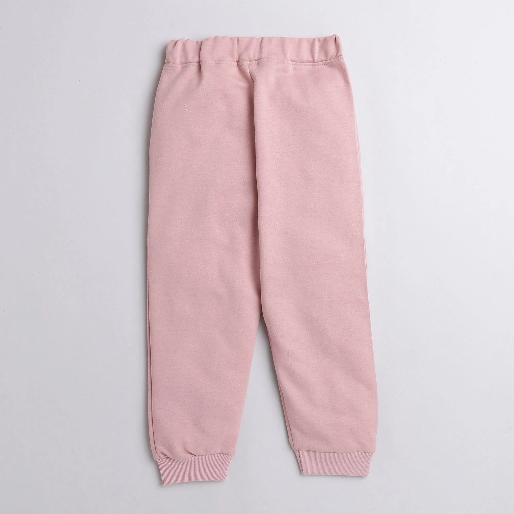 Polka tots make a wish print full sleeve tshirt with lounge pant set - pink