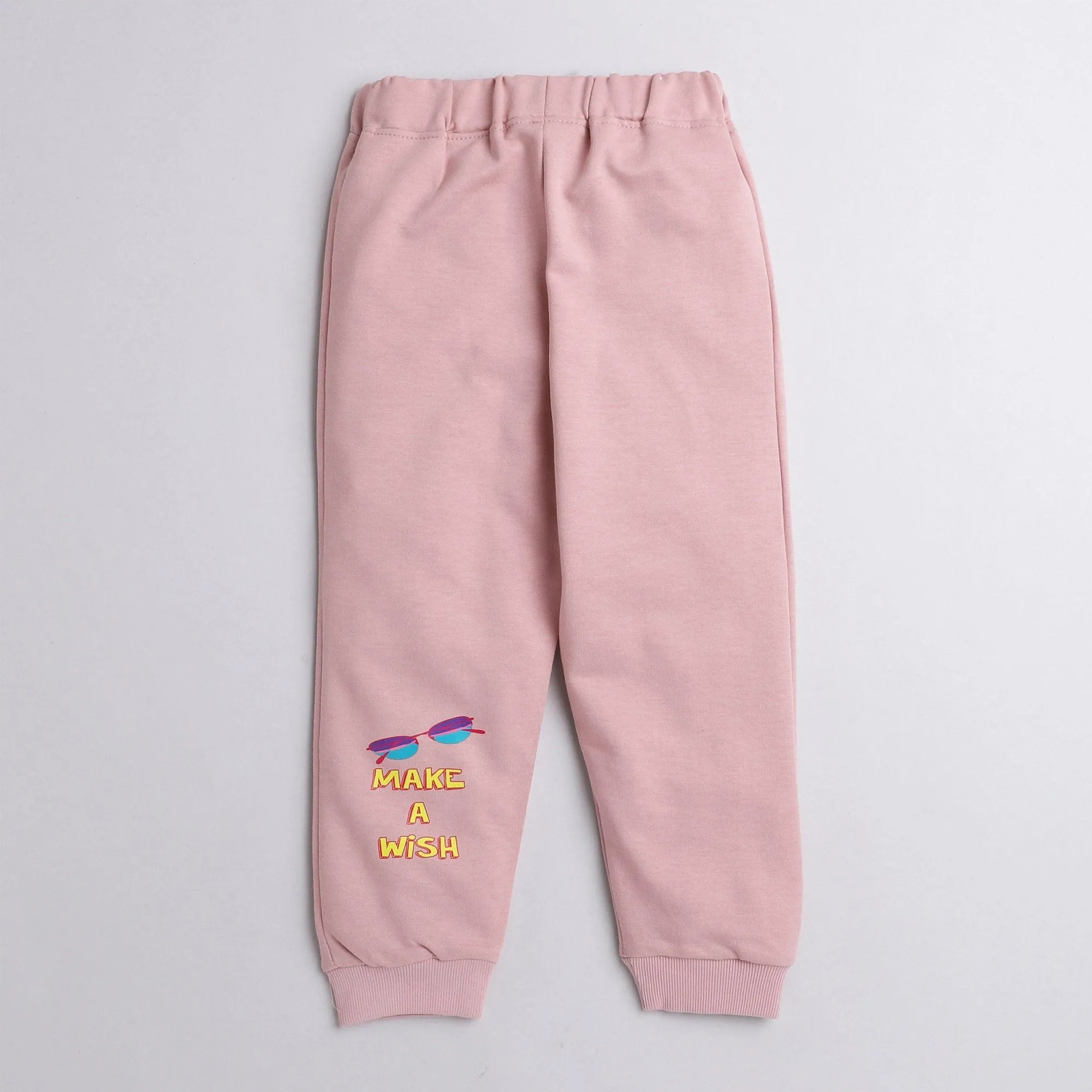 Polka tots make a wish print full sleeve tshirt with lounge pant set - pink
