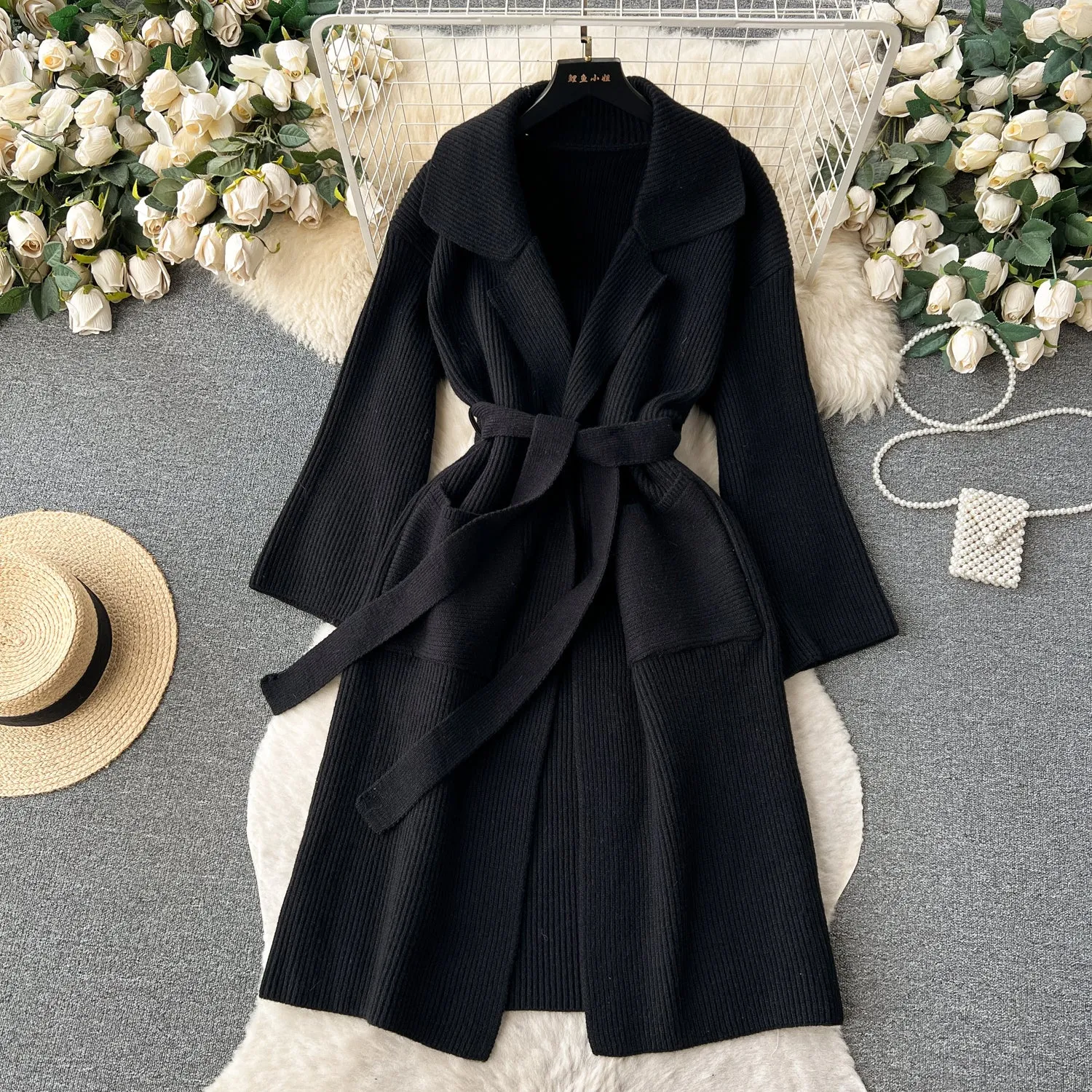 Premium Lace-up Striped Cardigan