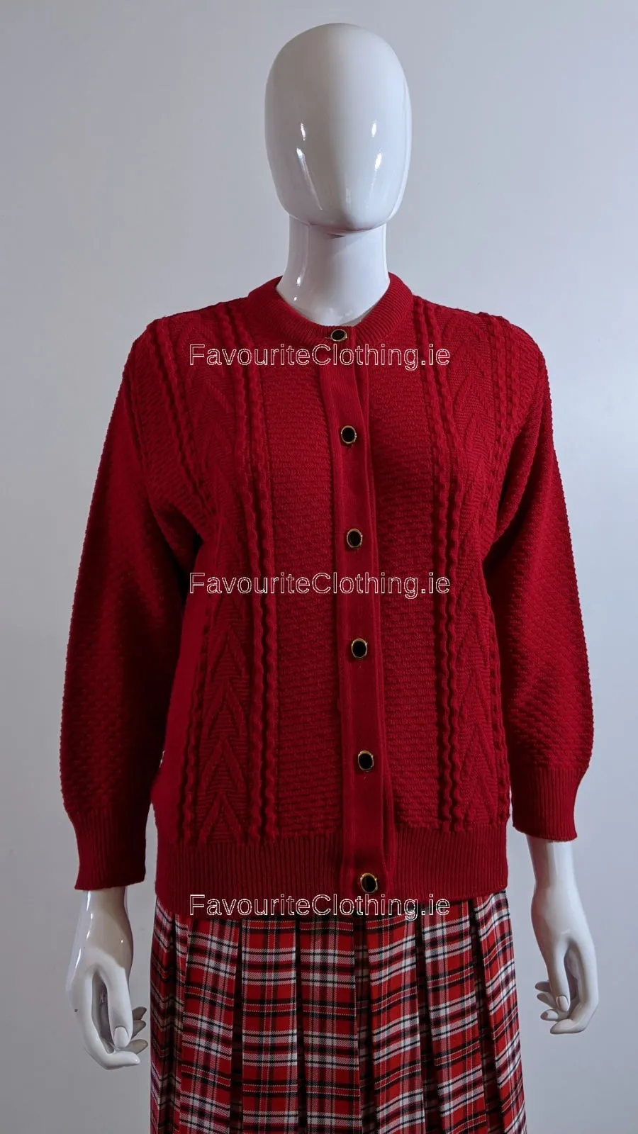 Red Round Neck Cardigan