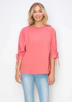 Reida Pointe Knit Top in Coral  #310