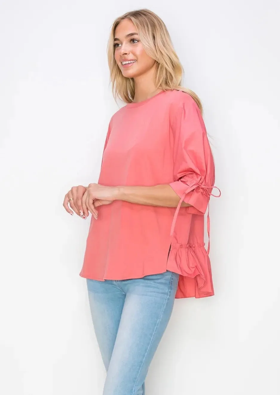 Reida Pointe Knit Top in Coral  #310