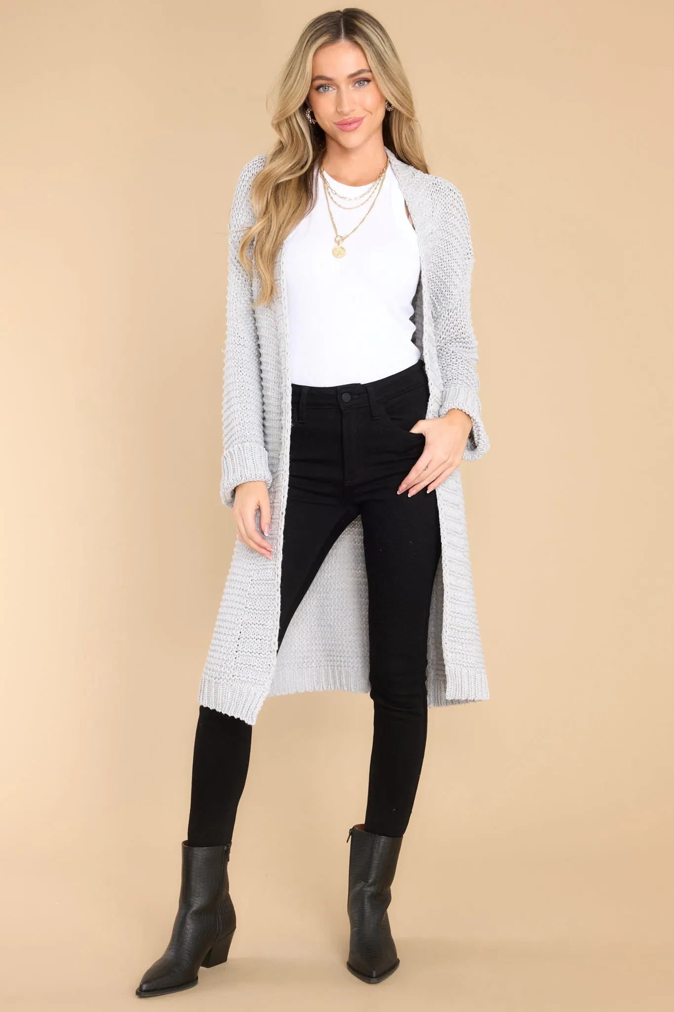 Relax More Grey Cardigan