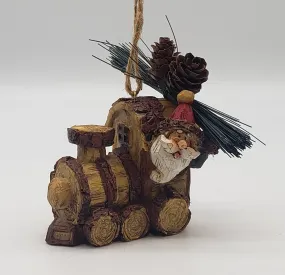 Resin Santa On A Train Ornament
