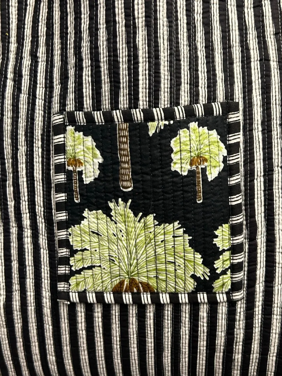 Reversible Cotton Quilted Tote - Palm Garden