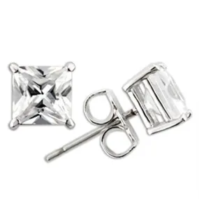 Rhodium 925 Sterling Silver Earrings with AAA Grade CZ in Clear for Women Clear Stone Color Style 0W160