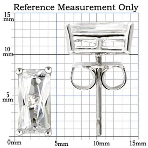 Rhodium 925 Sterling Silver Earrings with AAA Grade CZ in Clear for Women Clear Stone Color Style 0W162