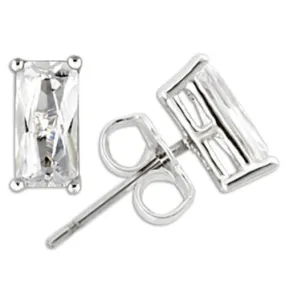 Rhodium 925 Sterling Silver Earrings with AAA Grade CZ in Clear for Women Clear Stone Color Style 0W162