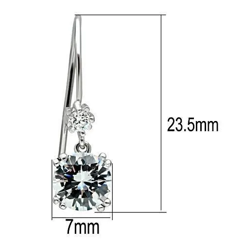 Rhodium Brass Earrings with AAA Grade CZ in Clear for Women Clear Stone Color Style 3W085