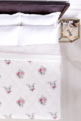 Rimona Pink Hand Block Printed Cotton Muslin Quilt