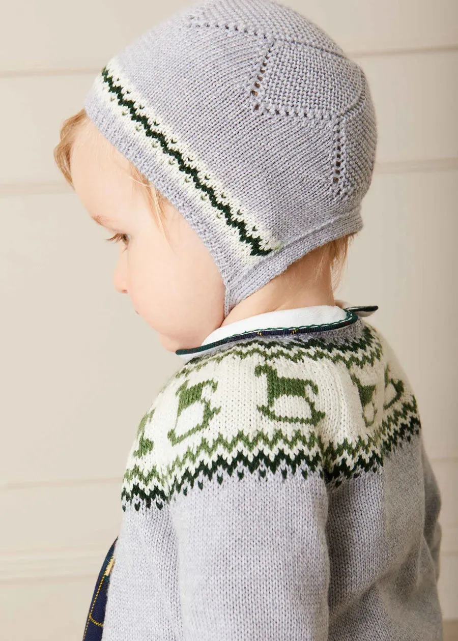 Rocking Horse Intarsia Cardigan in Grey (6mths-3yrs)