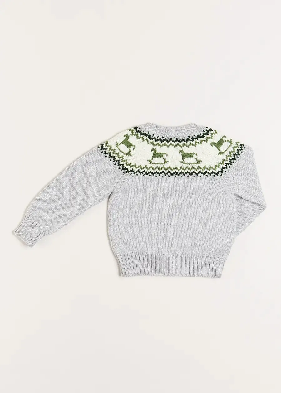 Rocking Horse Intarsia Cardigan in Grey (6mths-3yrs)
