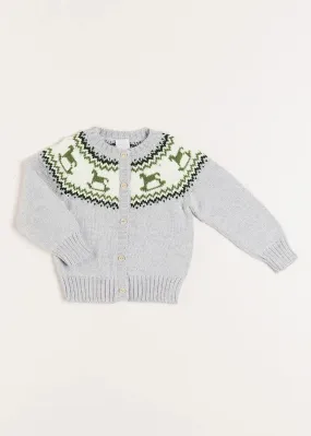Rocking Horse Intarsia Cardigan in Grey (6mths-3yrs)