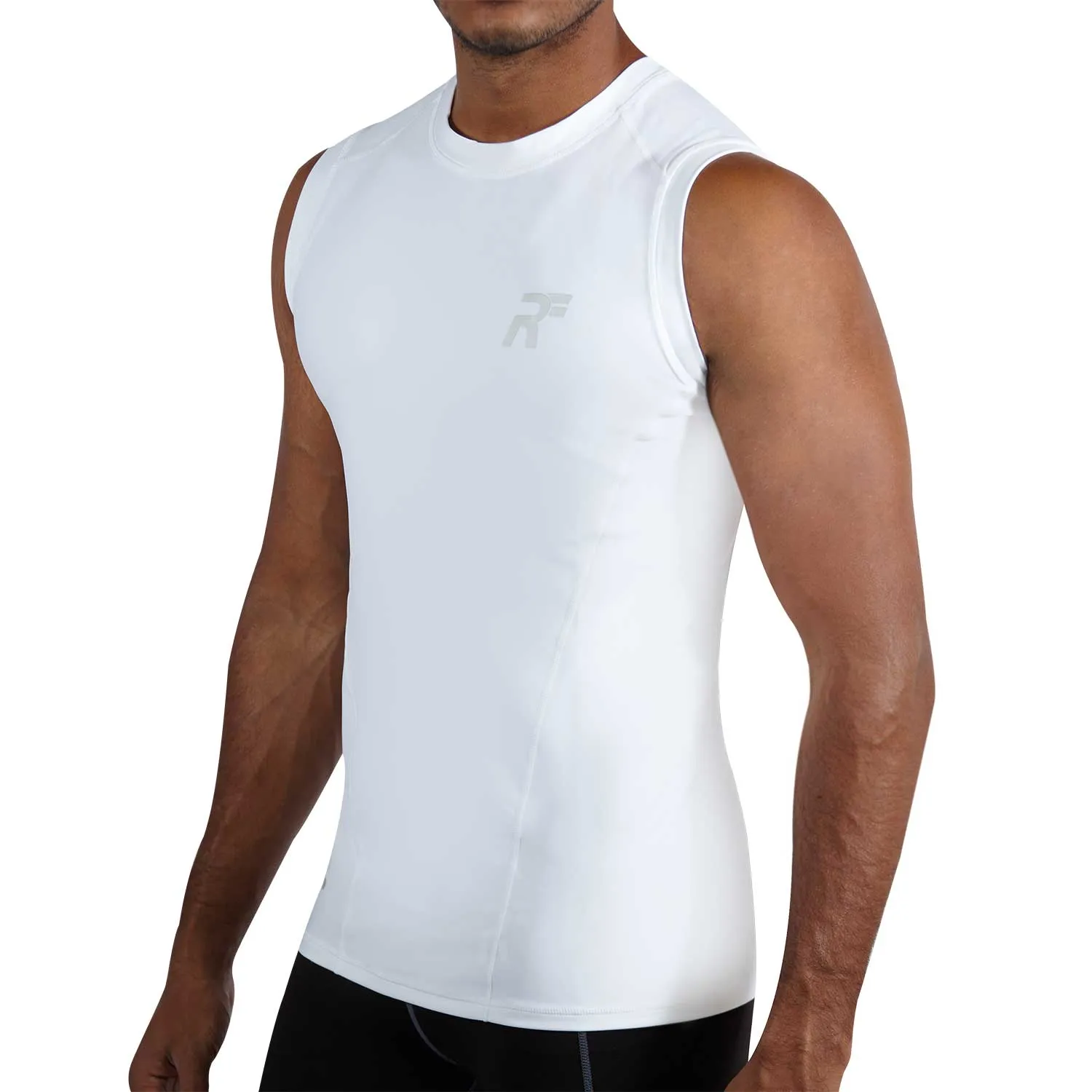 RunFlyte Men's Tech Flyte Compression Tank Top  White/Grey