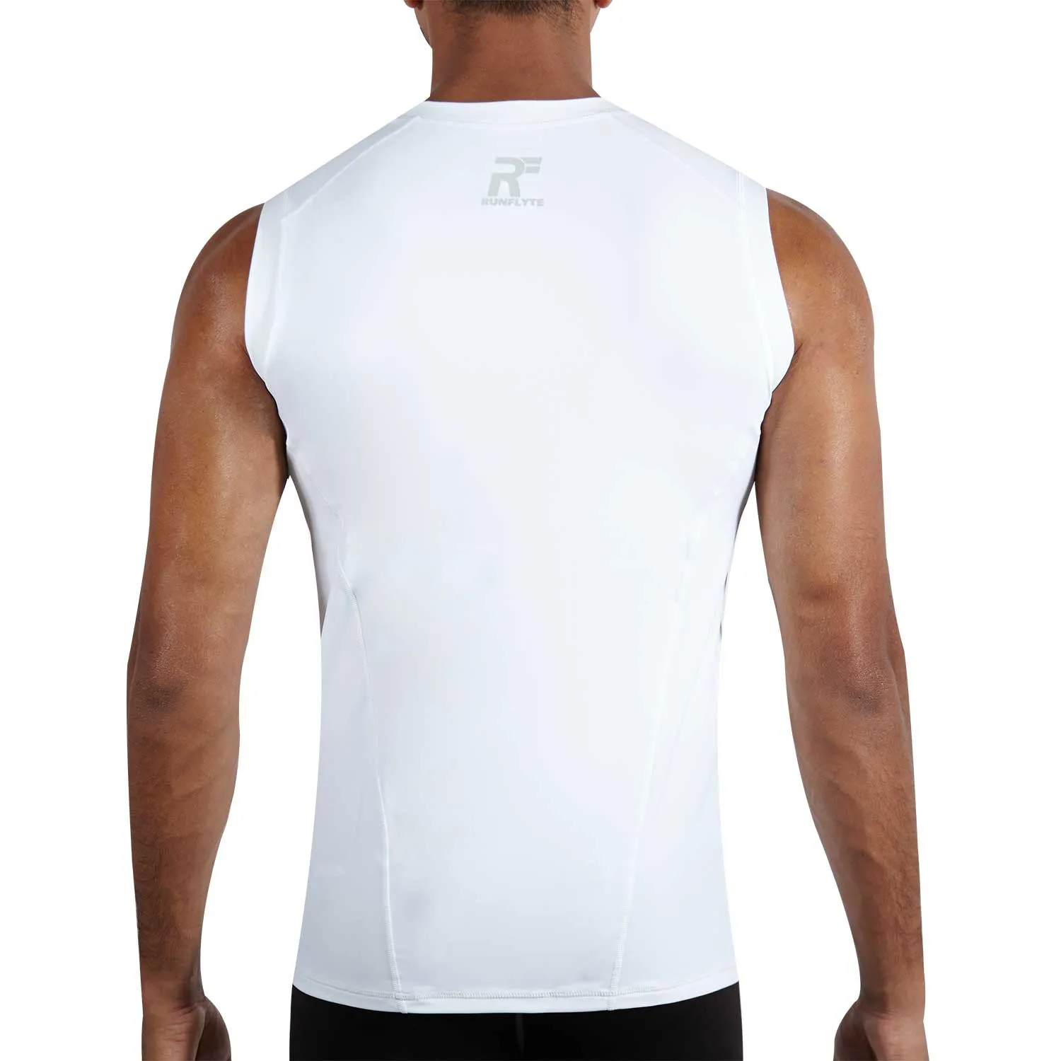 RunFlyte Men's Tech Flyte Compression Tank Top  White/Grey