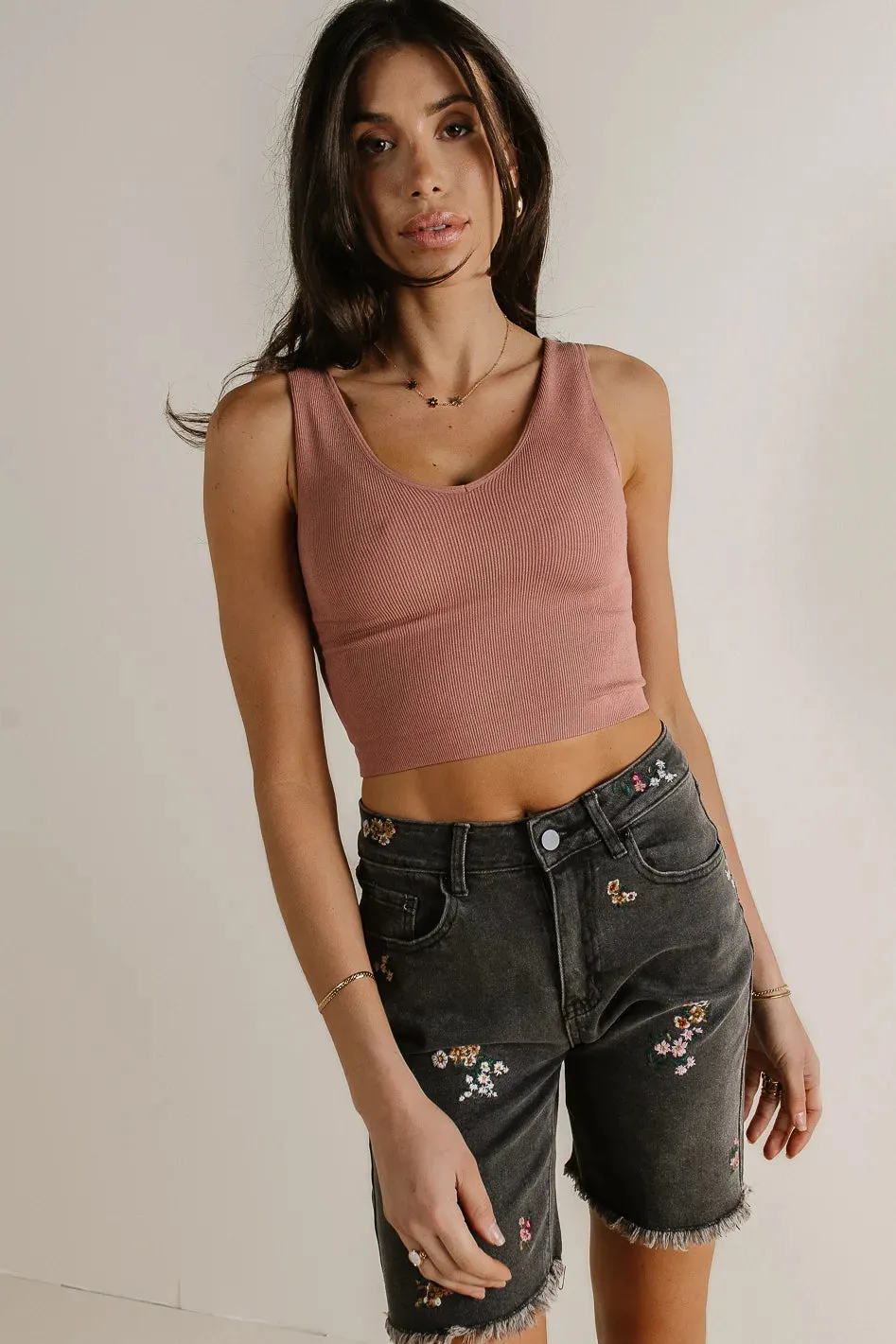 Safiya Cropped Tank in Terracotta - FINAL SALE