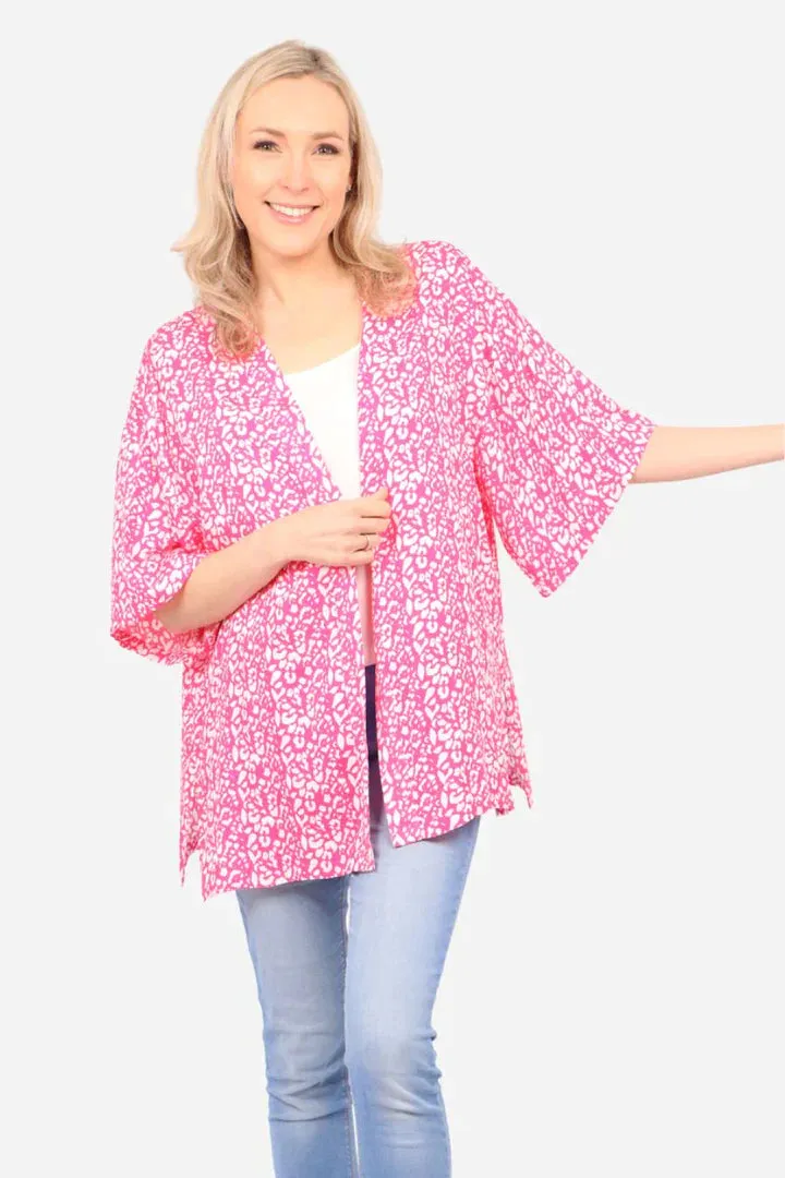 Sarta Blue Two Tone Leopard Print Kimono