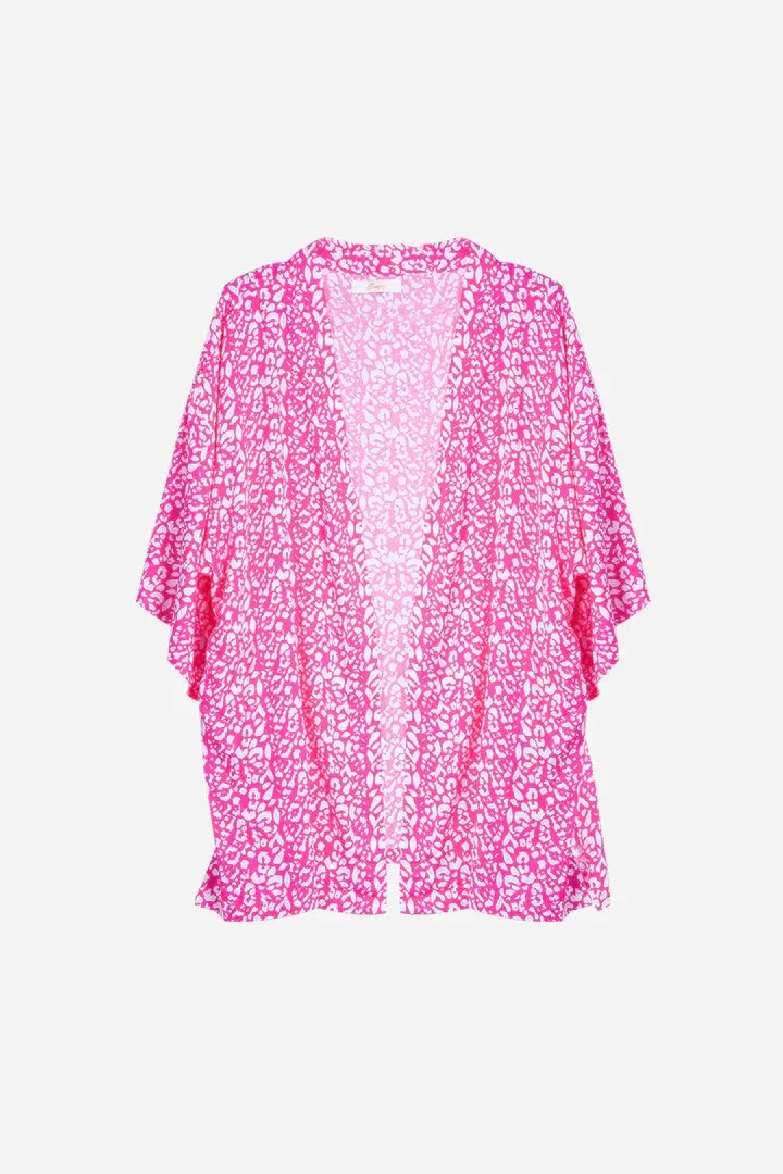Sarta Blue Two Tone Leopard Print Kimono