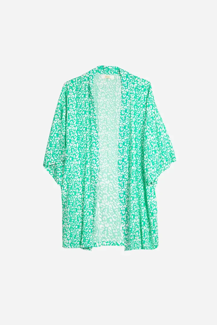 Sarta Blue Two Tone Leopard Print Kimono
