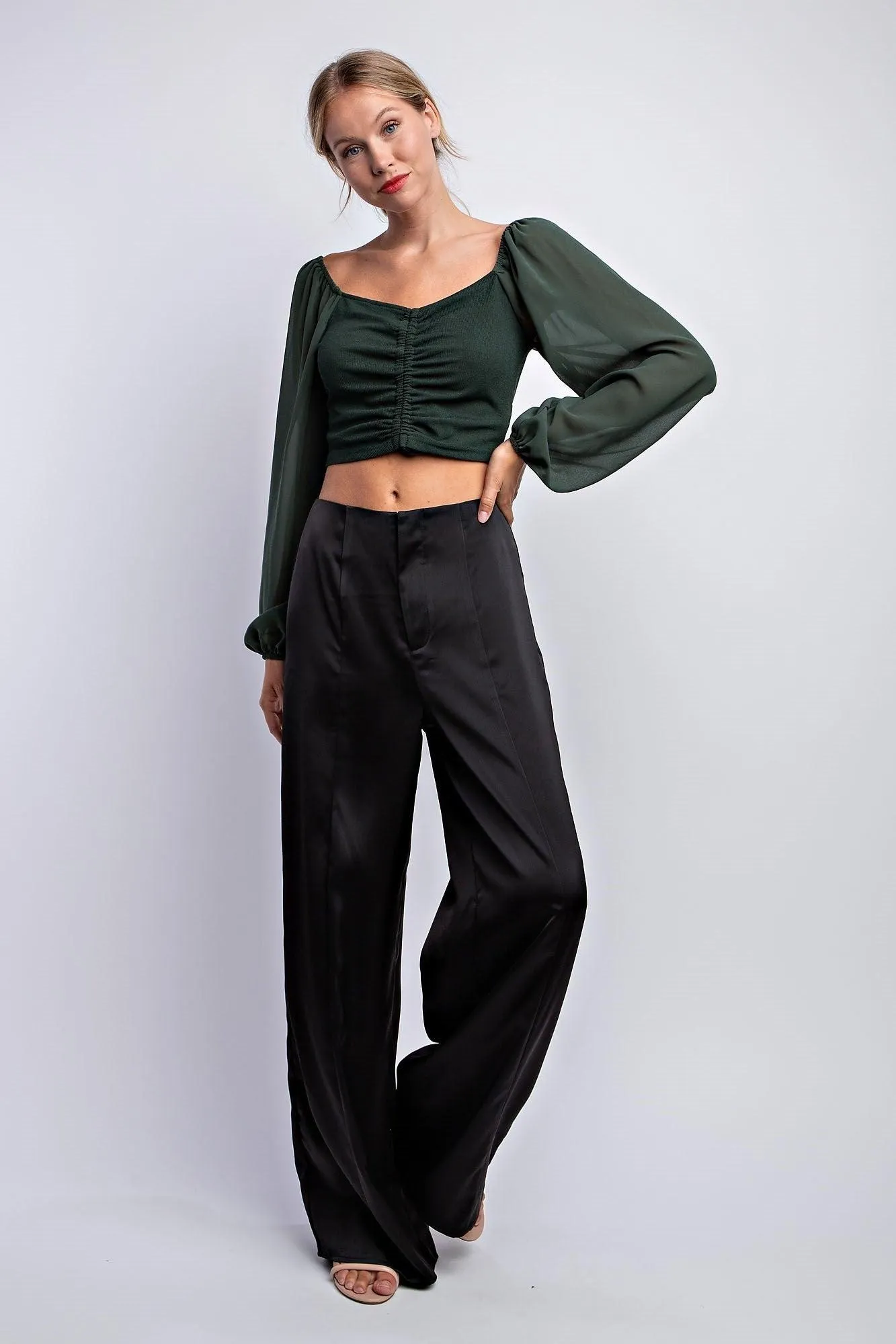 satin wide leg pants