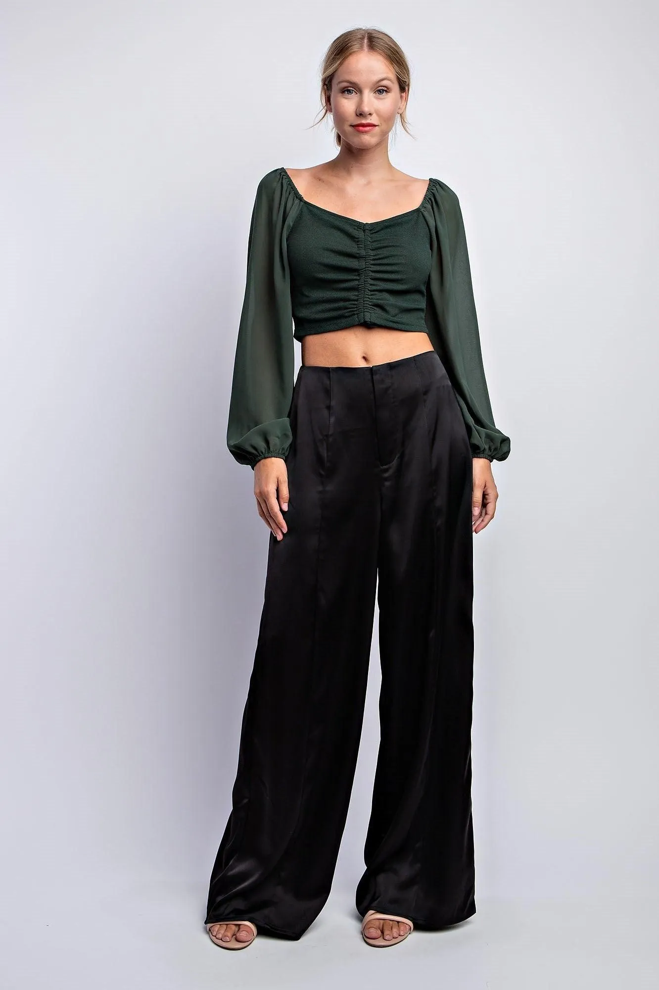 satin wide leg pants