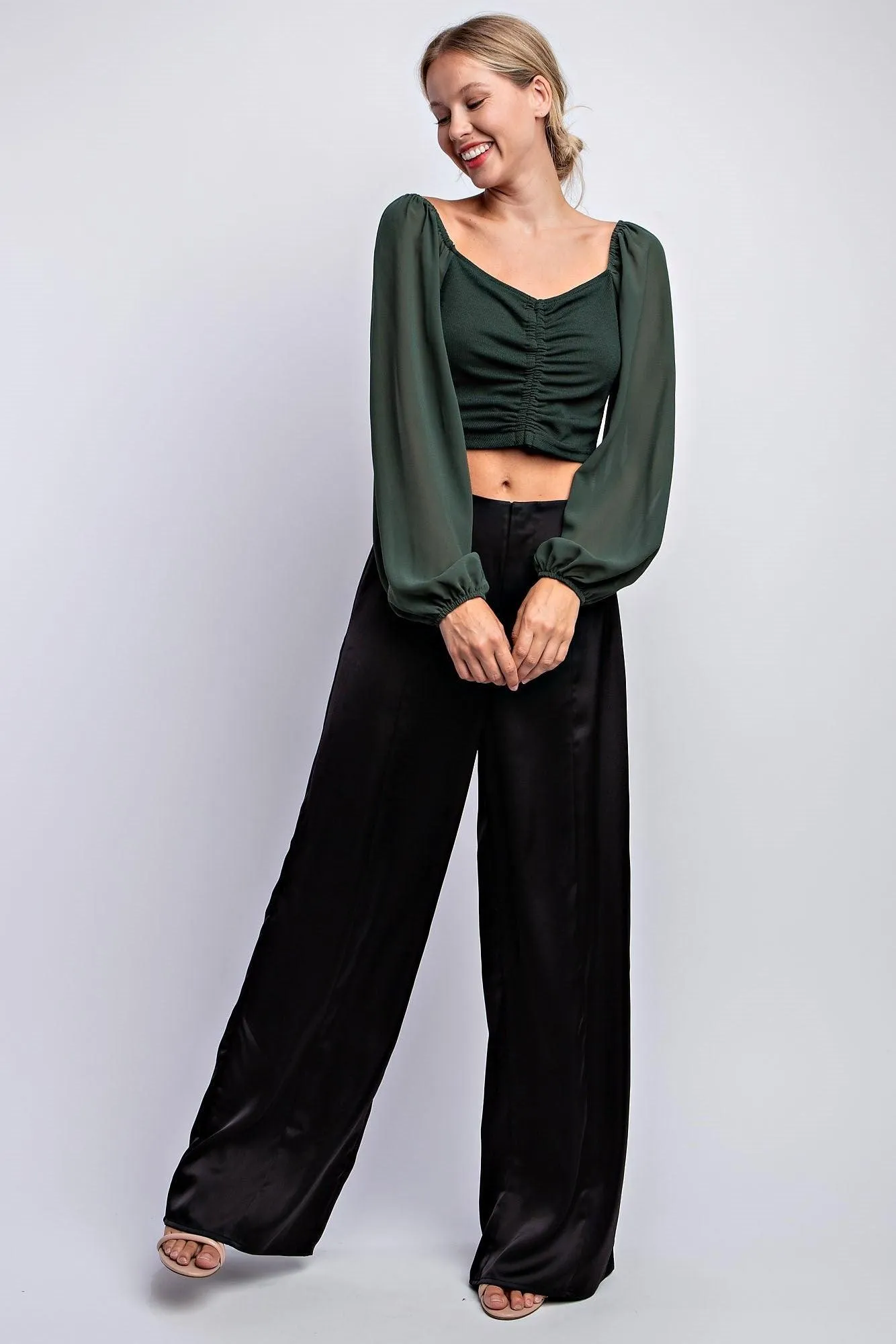 satin wide leg pants