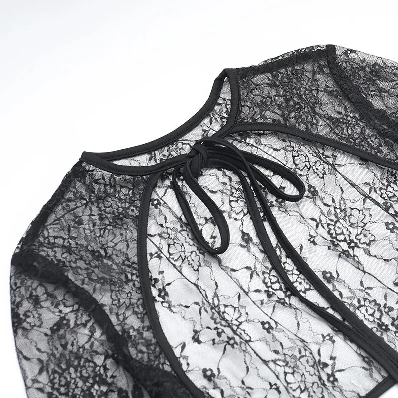 Sexy Black Lace Pleated Strappy Party Dress Set