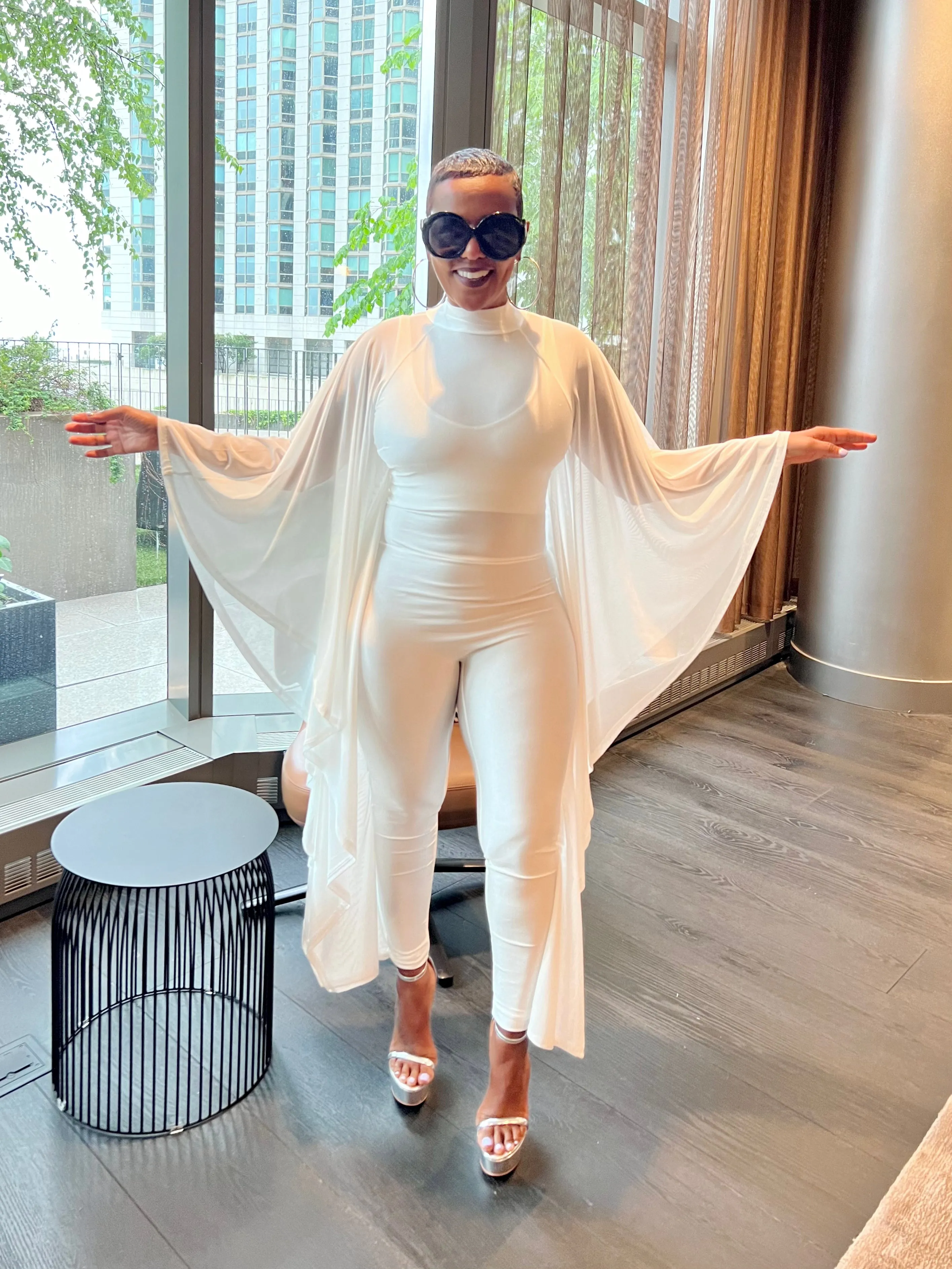 Sheer Cape Jumpsuit (ships June 17th)