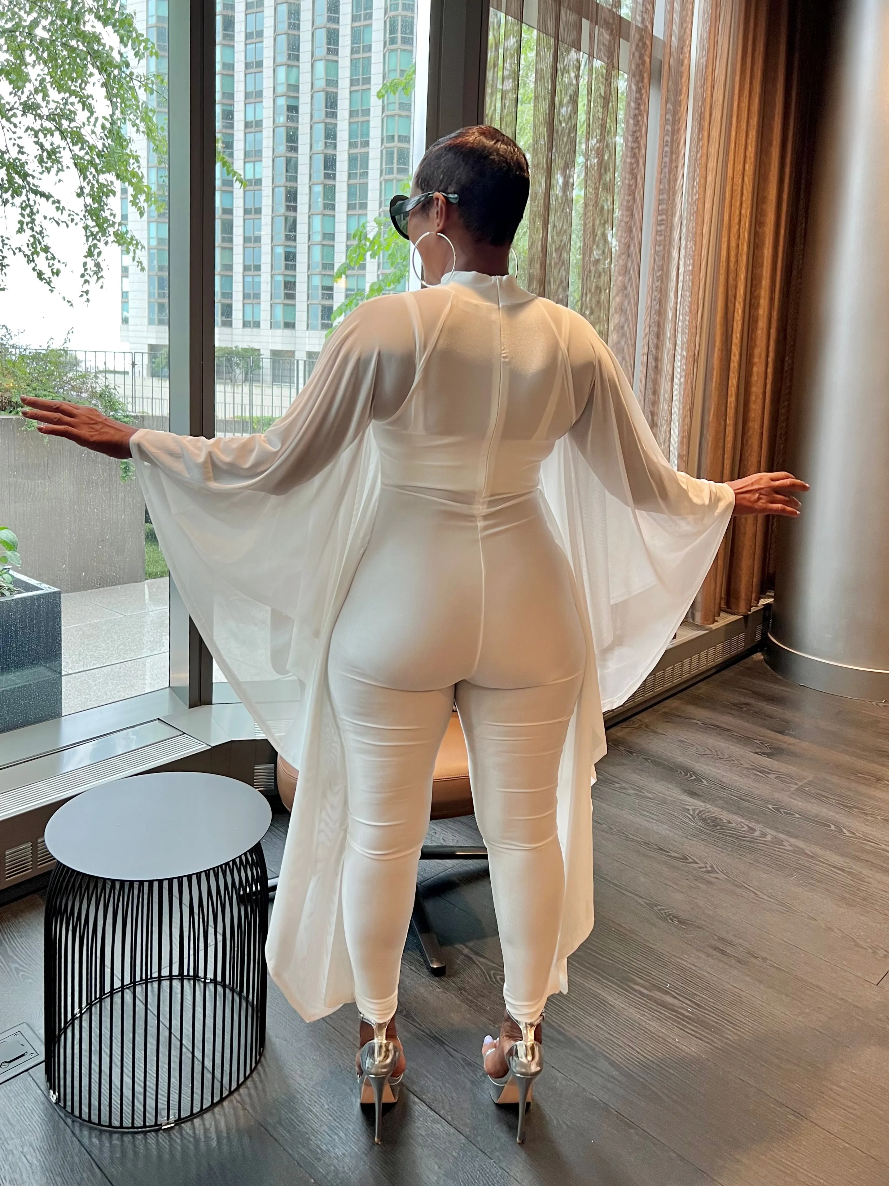 Sheer Cape Jumpsuit (ships June 17th)