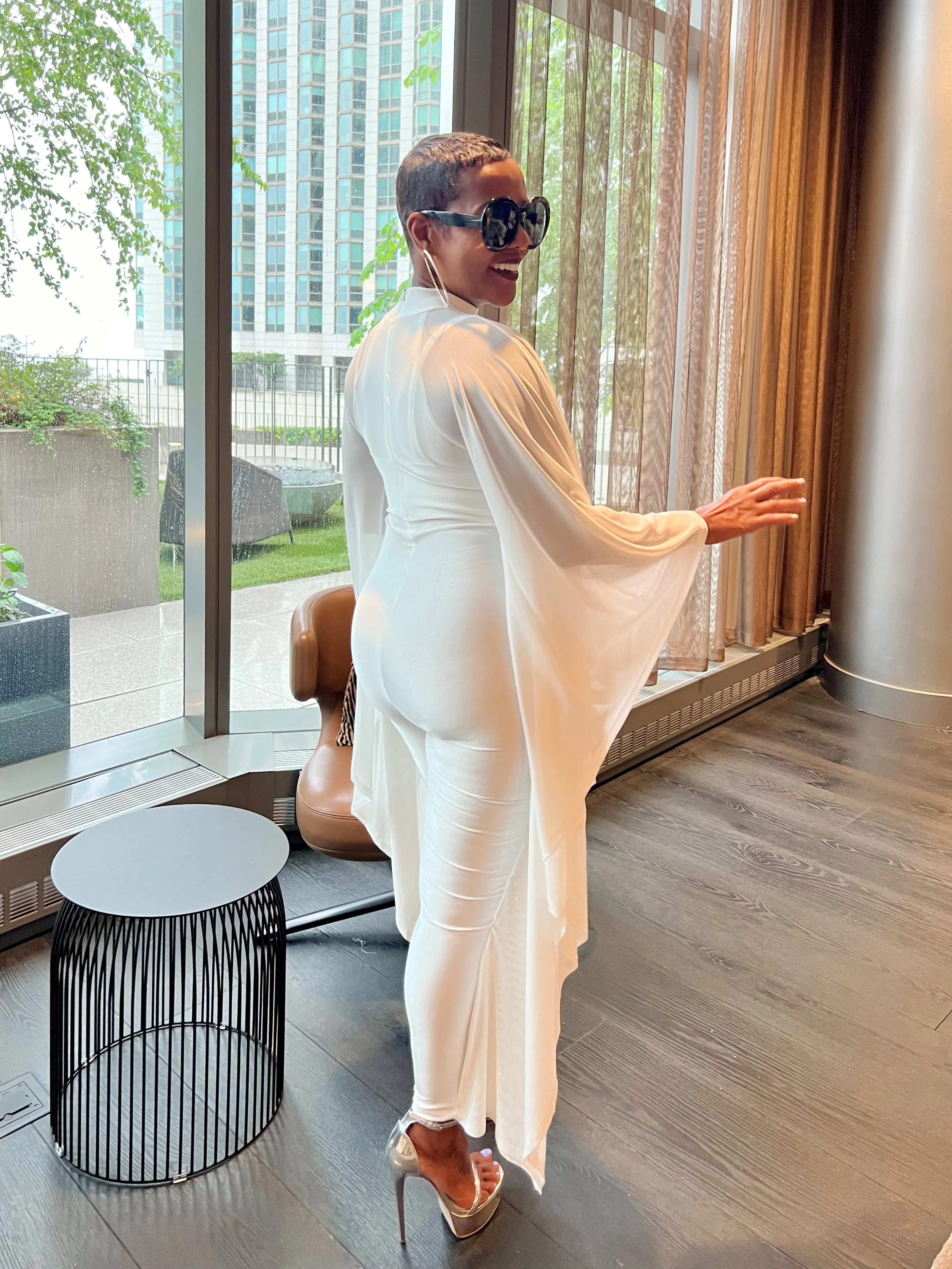 Sheer Cape Jumpsuit (ships June 17th)