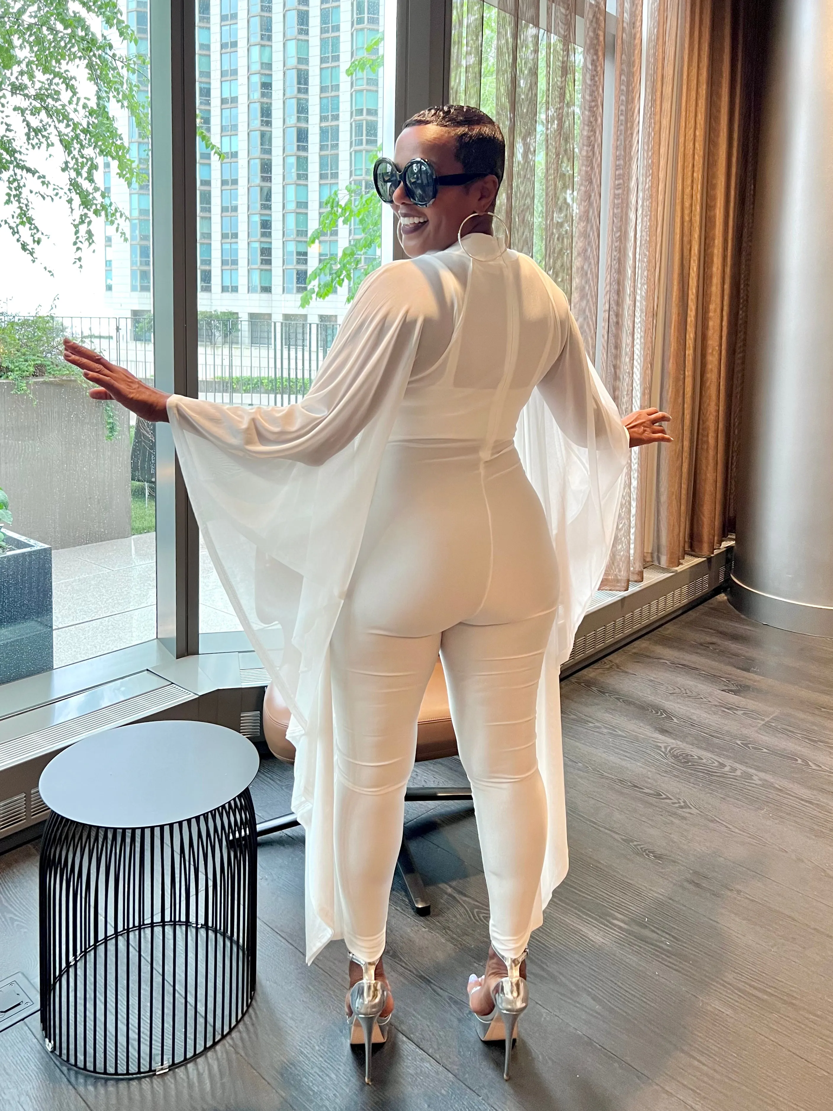 Sheer Cape Jumpsuit (ships June 17th)