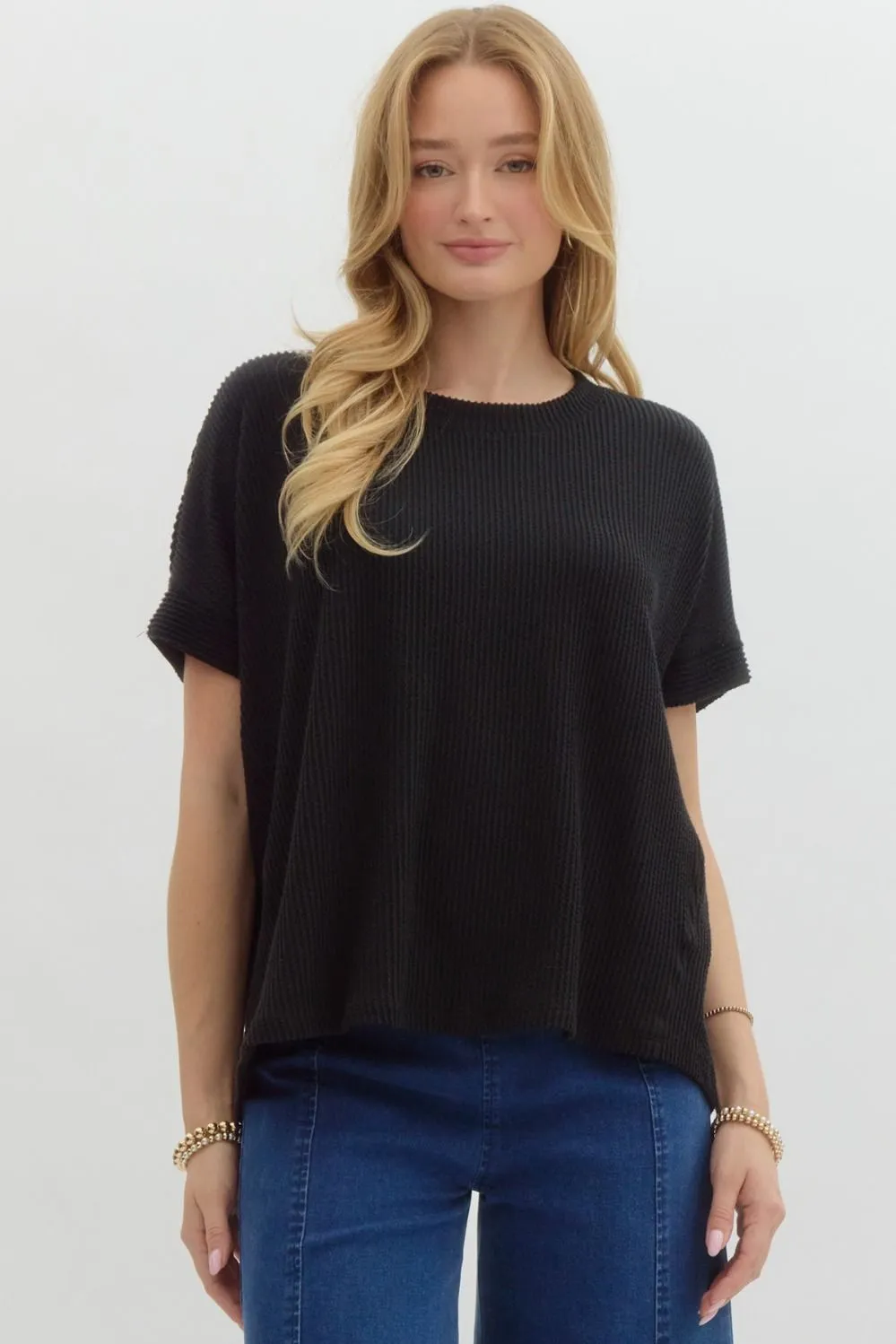 Short Sleeve Ribbed Top by Entro