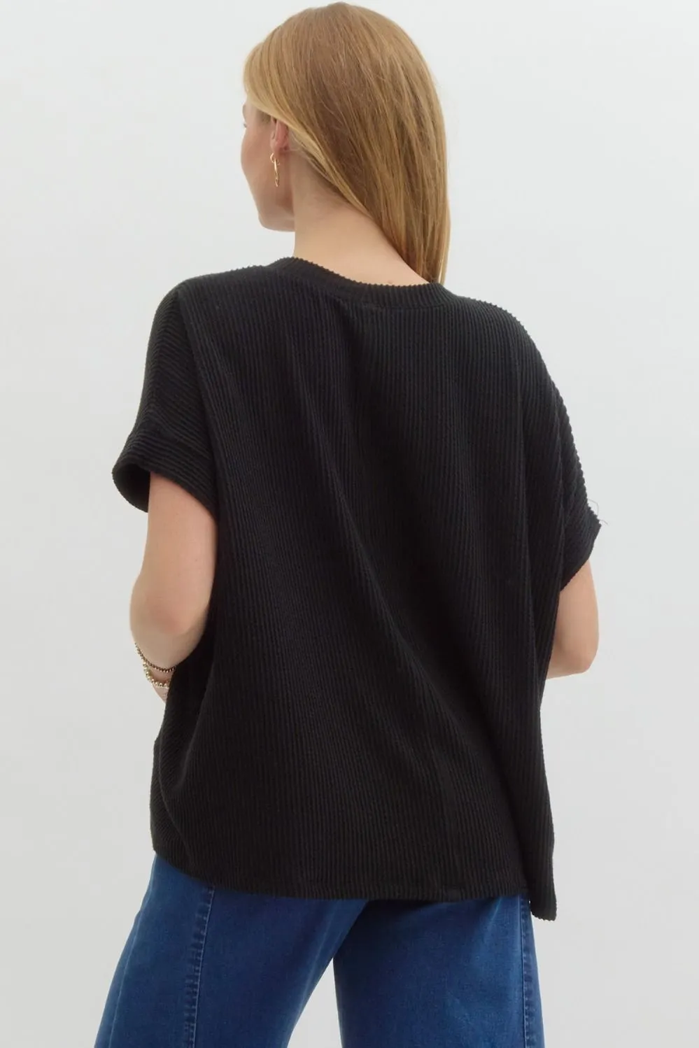 Short Sleeve Ribbed Top by Entro