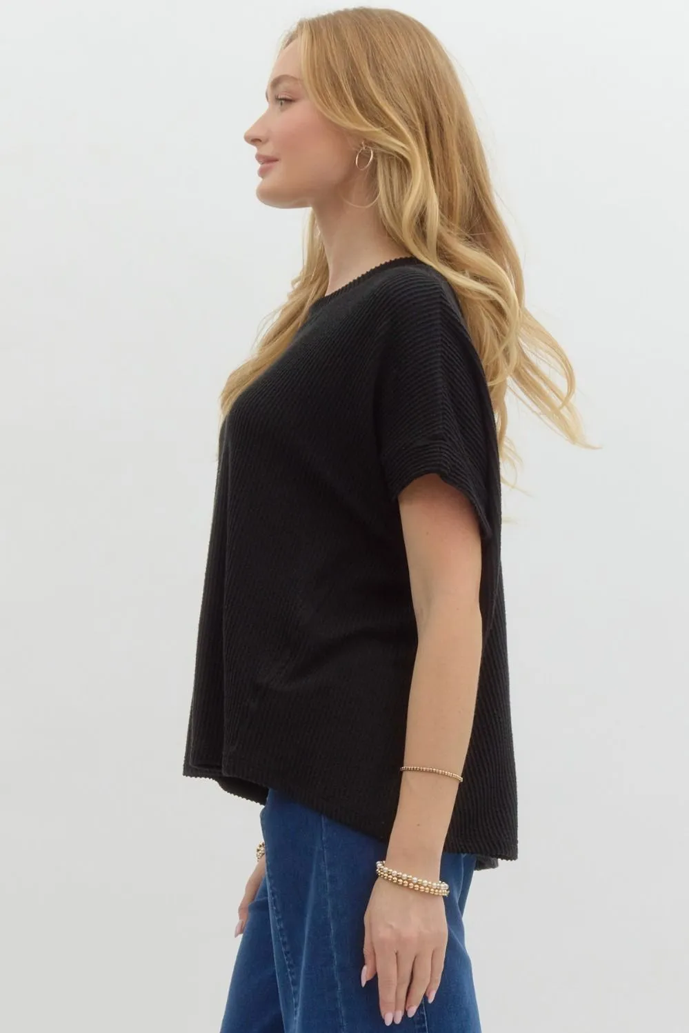 Short Sleeve Ribbed Top by Entro